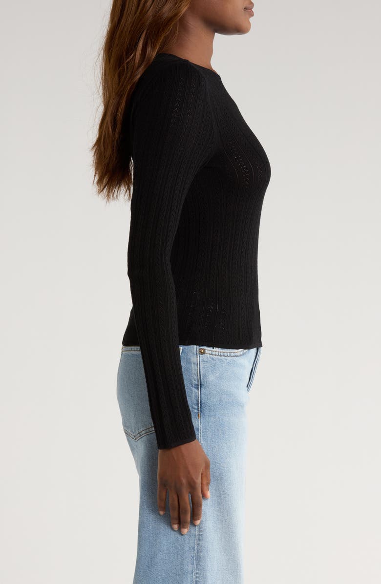 PAIGE Alis Pointelle Knit Top, Alternate, color, Black