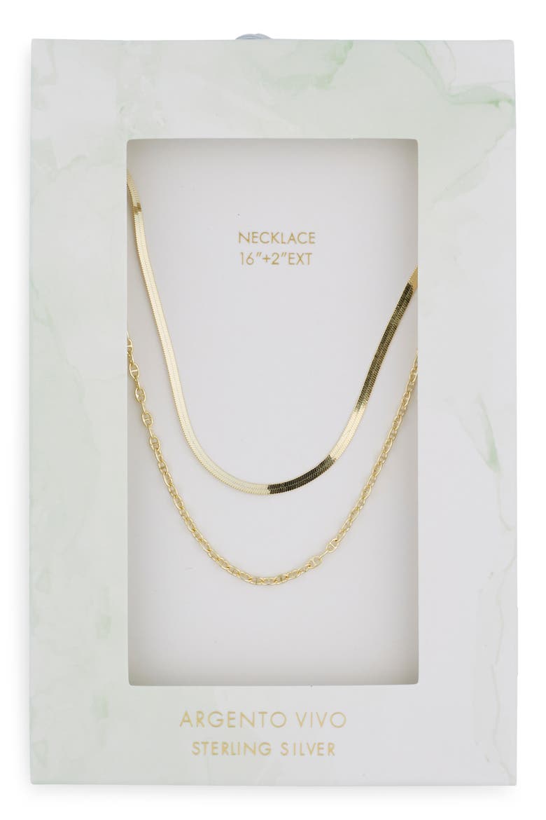 Herringbone Layered Chain Necklace, Main, color, GOLD