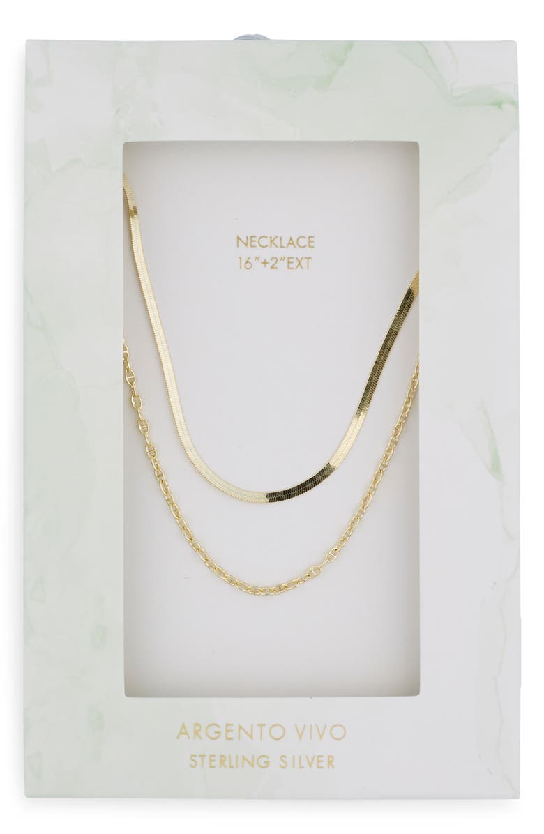 Argento Vivo Sterling Silver Herringbone Layered Chain Necklace, Main, color, Gold