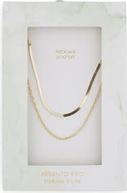Argento Vivo Sterling Silver Herringbone Layered Chain Necklace