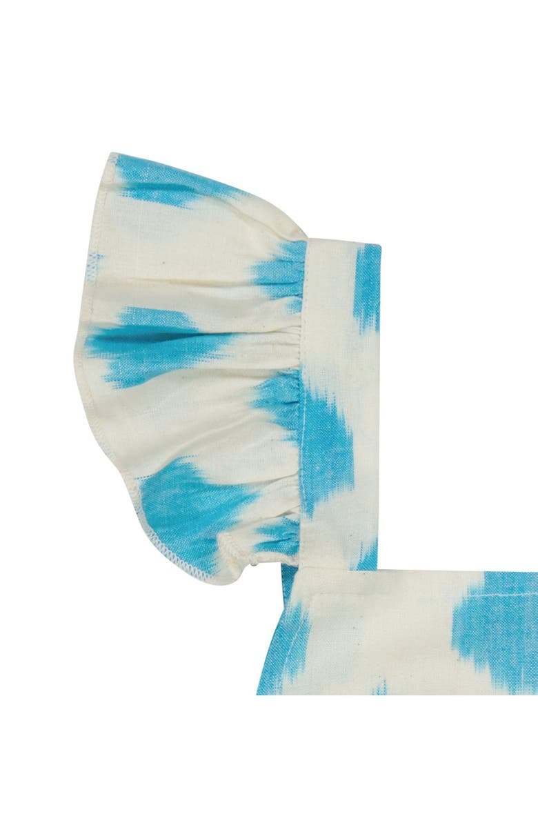 Mer St. Barth Chloe Baby Romper Cream Aqua Ikat, Alternate, color, Cream Aqua Ikat