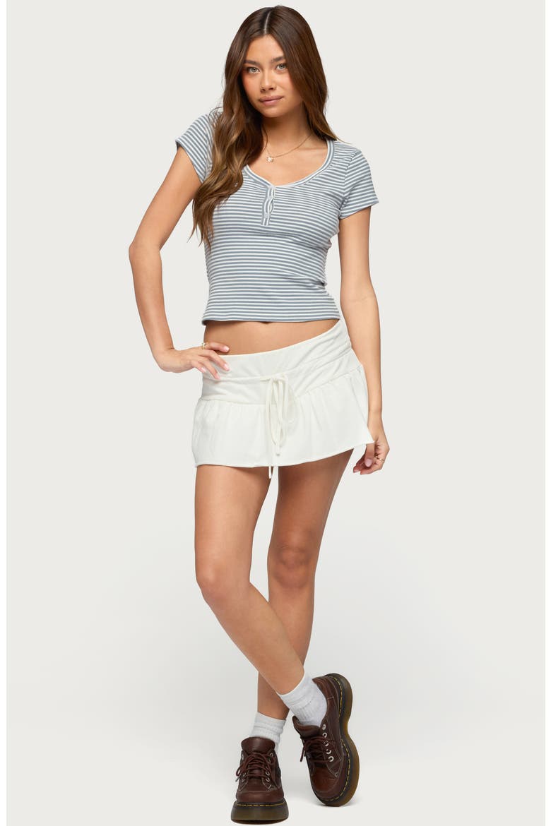 Kady Stripe Short Sleeve Henley Top, Alternate, color, BLUE-AND-WHITE