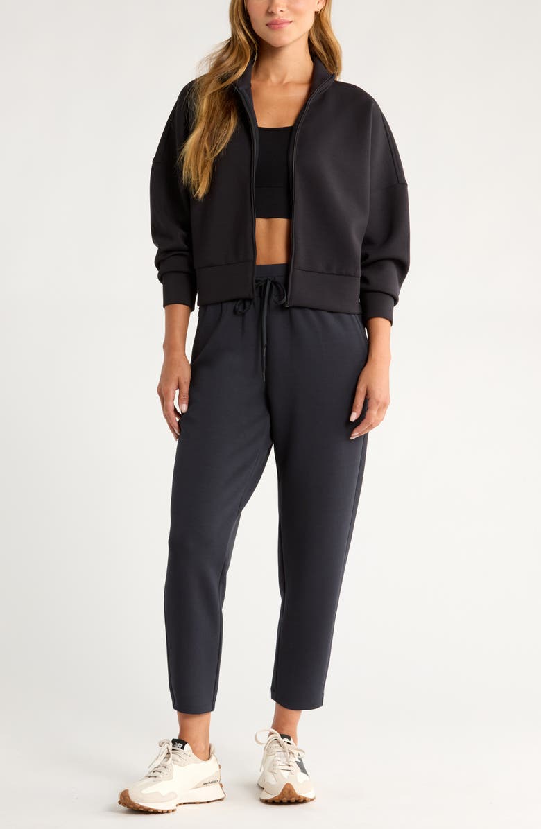 Zella Ultra Luxe Boxy Jacket, Alternate, color, Black