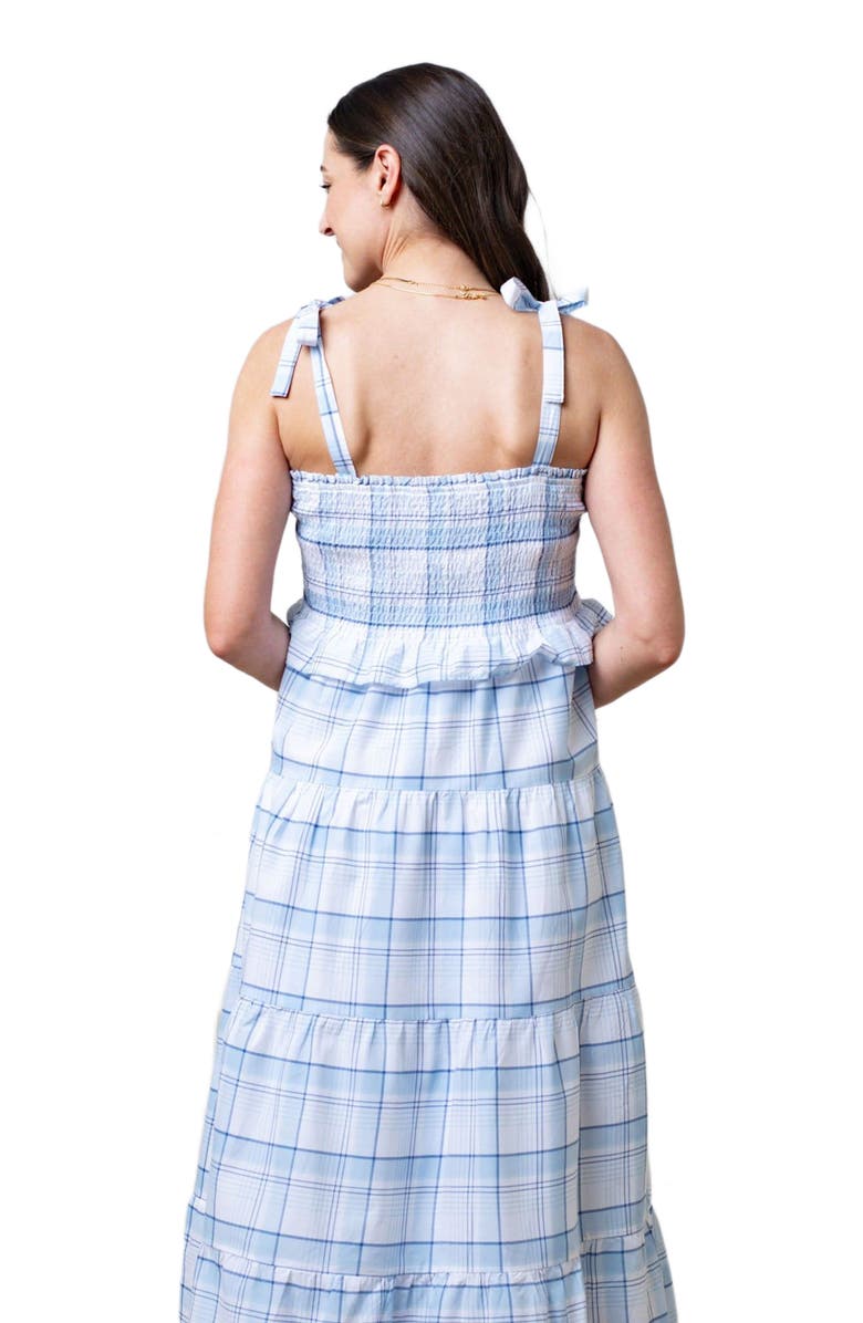 Hope & Henry Women's Organic Smocked Tiered Dress, Alternate, color, Classic Blue Tonal Plaid