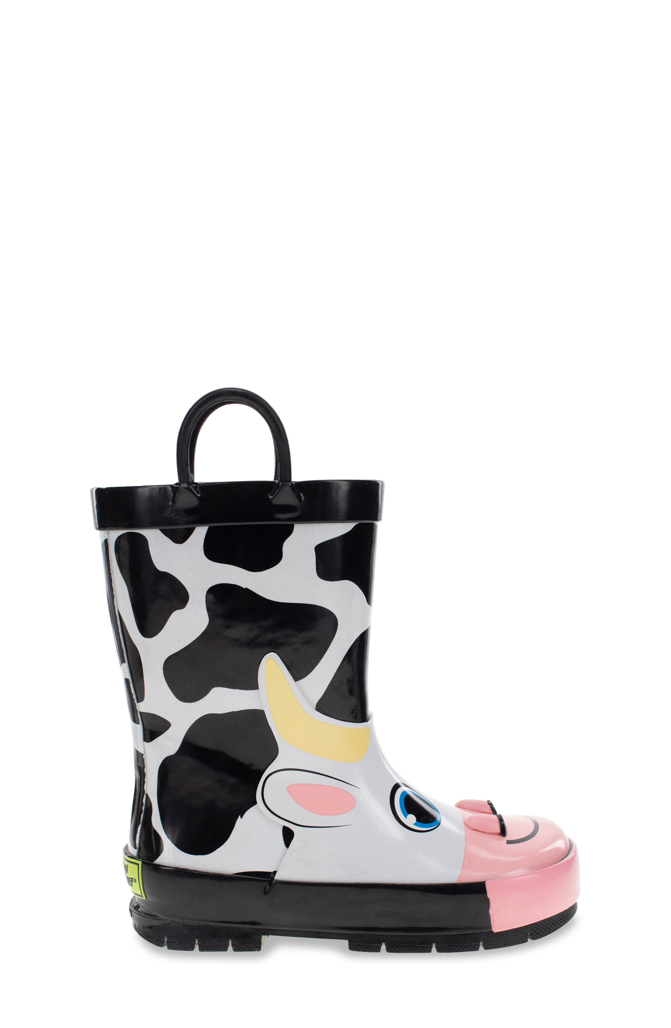 Western Chief Kids' Colbie Cow Waterproof Rain Boot, Alternate, color, Black