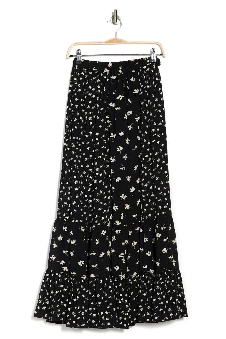 Floral Maxi Skirt, Alternate, color, BLACK IVORY FLRL