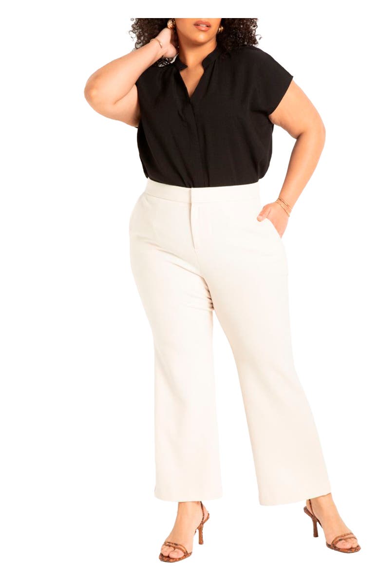 ELOQUII The 365 Suit Crop Flare Leg Trouser, Alternate, color, White Swan