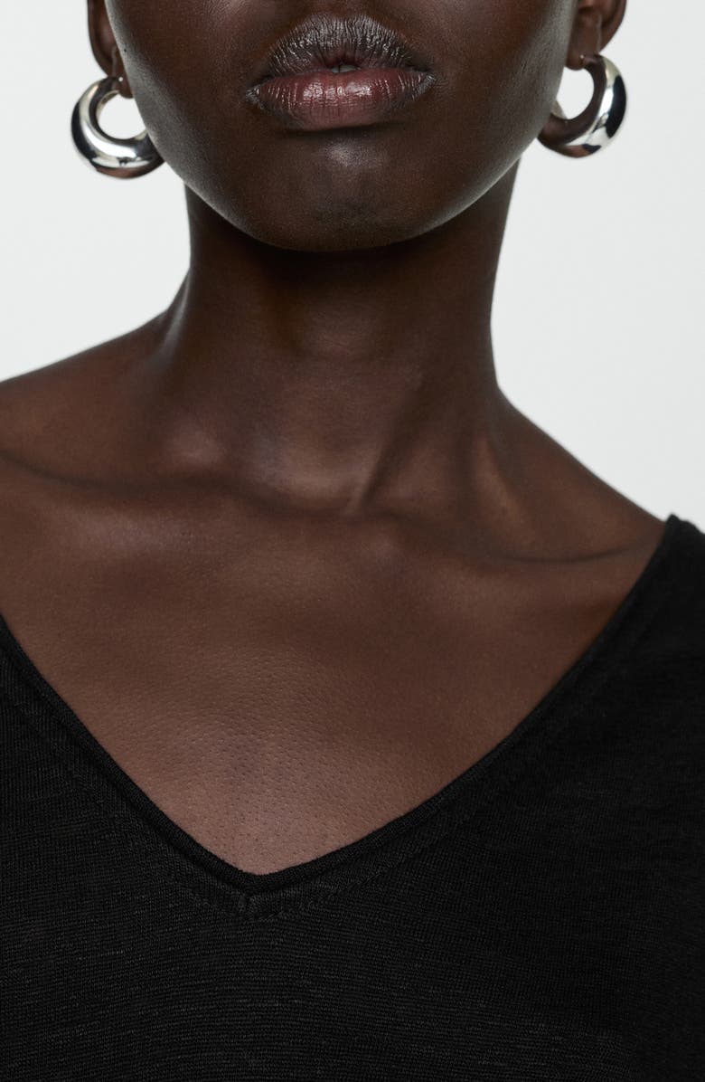 MANGO V-Neck Linen T-Shirt, Alternate, color, 