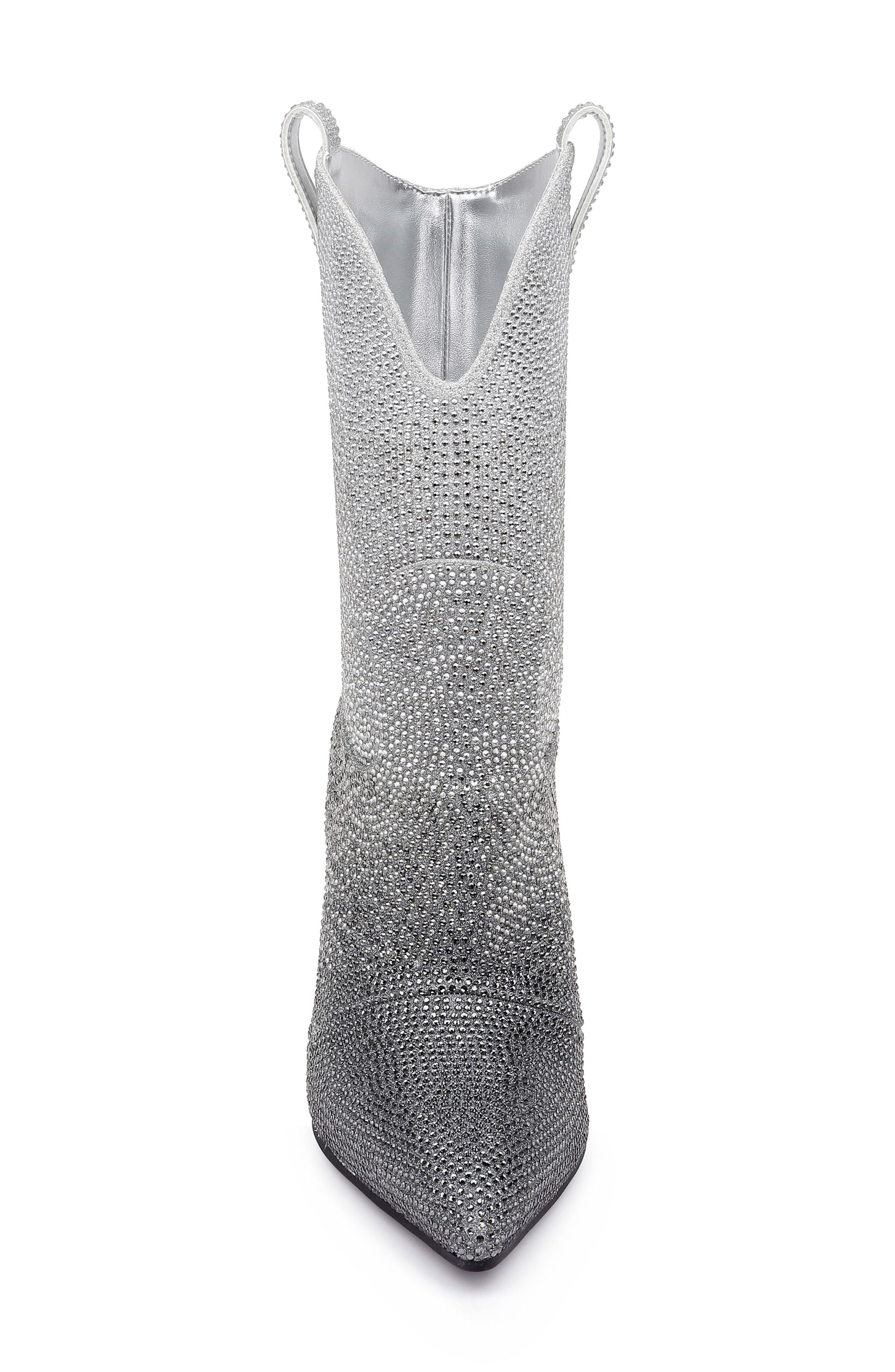 Glitter Ombré Western Boot, Alternate, color, SILVER