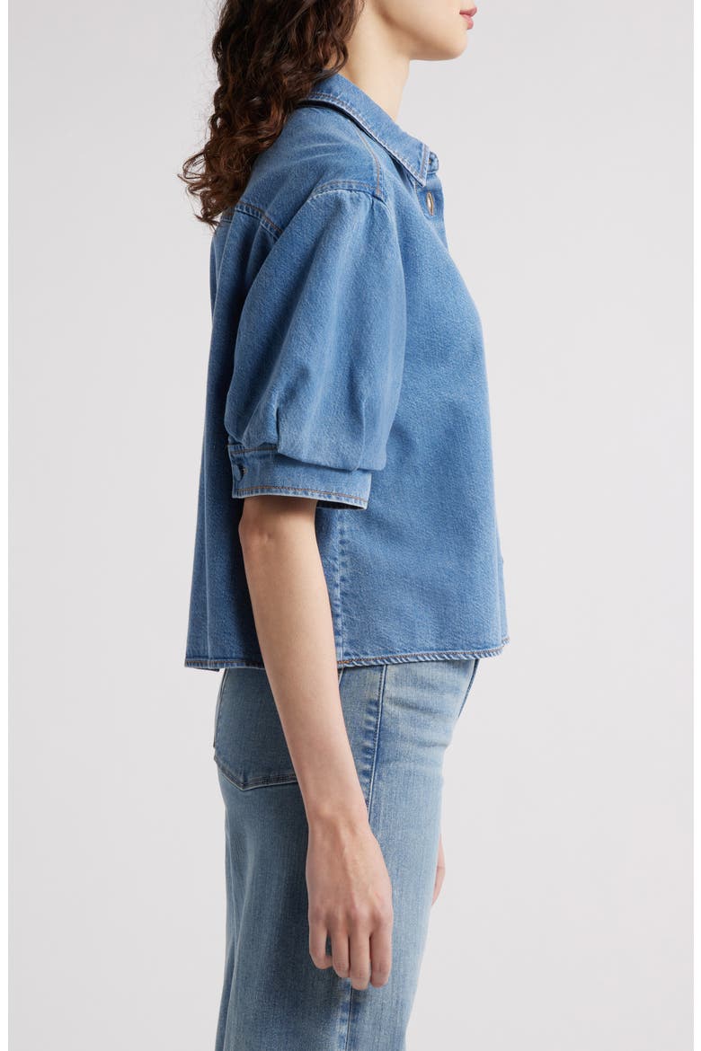 The Billow Sleeve Denim Shirt, Alternate, color, SUBTLE