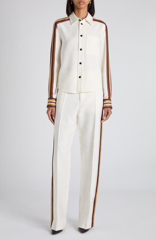 Bottega Veneta Sport Stripe Straight Leg Trousers In White