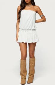 EDIKTED Layton Studded Strapless Bubble Hem Minidress