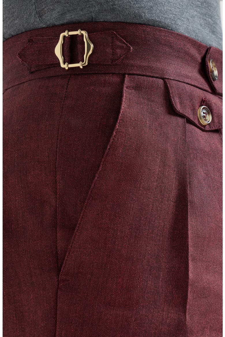 Linen and virgin wool trousers, Alternate, color, Cherry