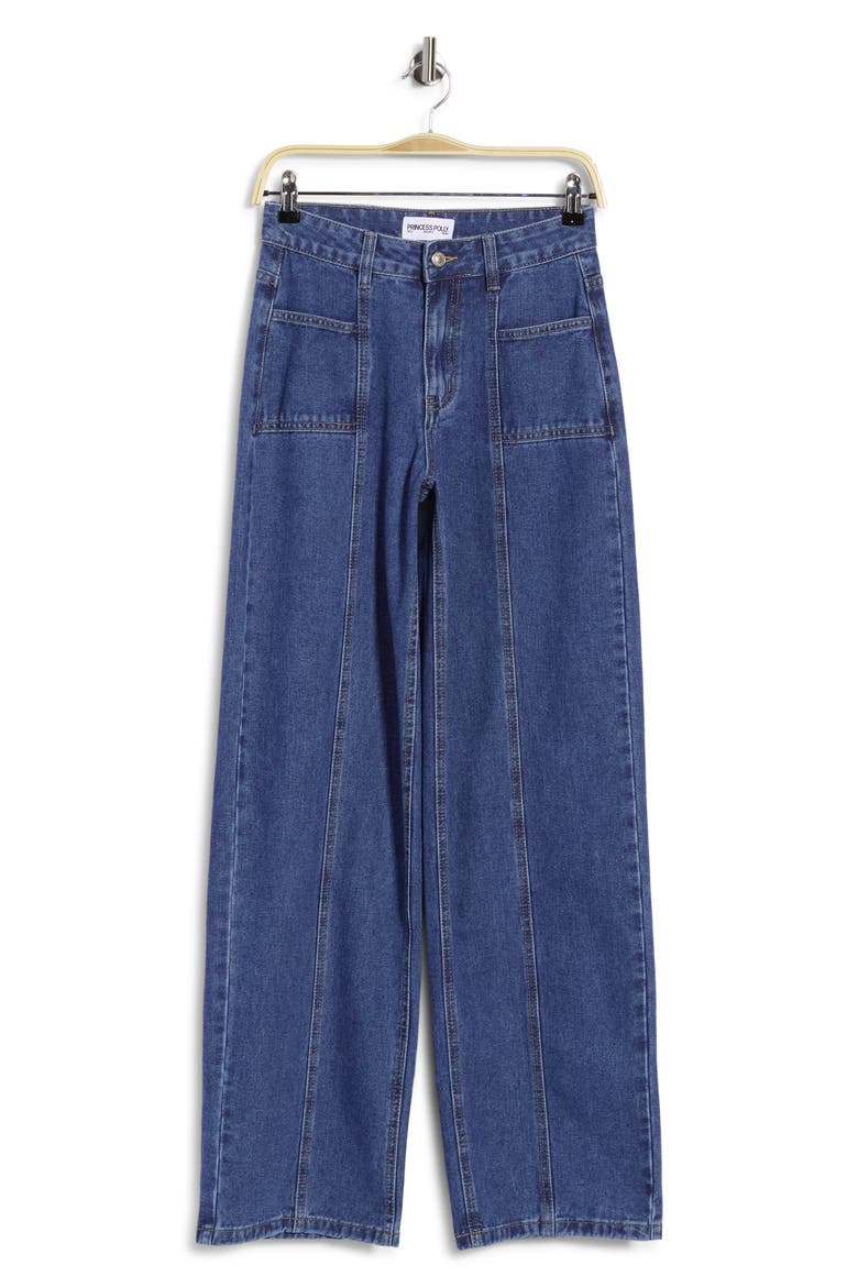 Taji Mid Rise Wide Leg Jeans, Main, color, BLUE