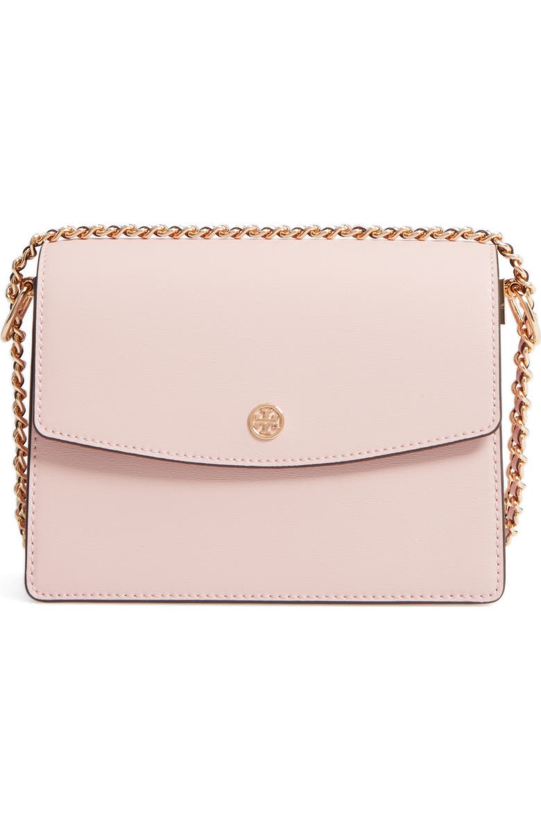 Tory Burch Parker Leather Shoulder/Crossbody Bag, Main, color, Pink Quartz/ Cardamom