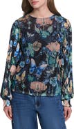 KARL LAGERFELD PARIS Floral Long Sleeve Knit Top