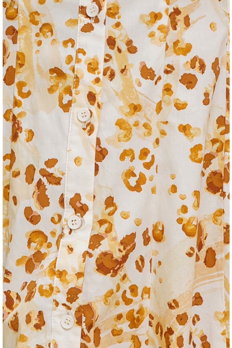 Print Midi Button Front Shirtdress, Alternate, color, IVORY BROWN