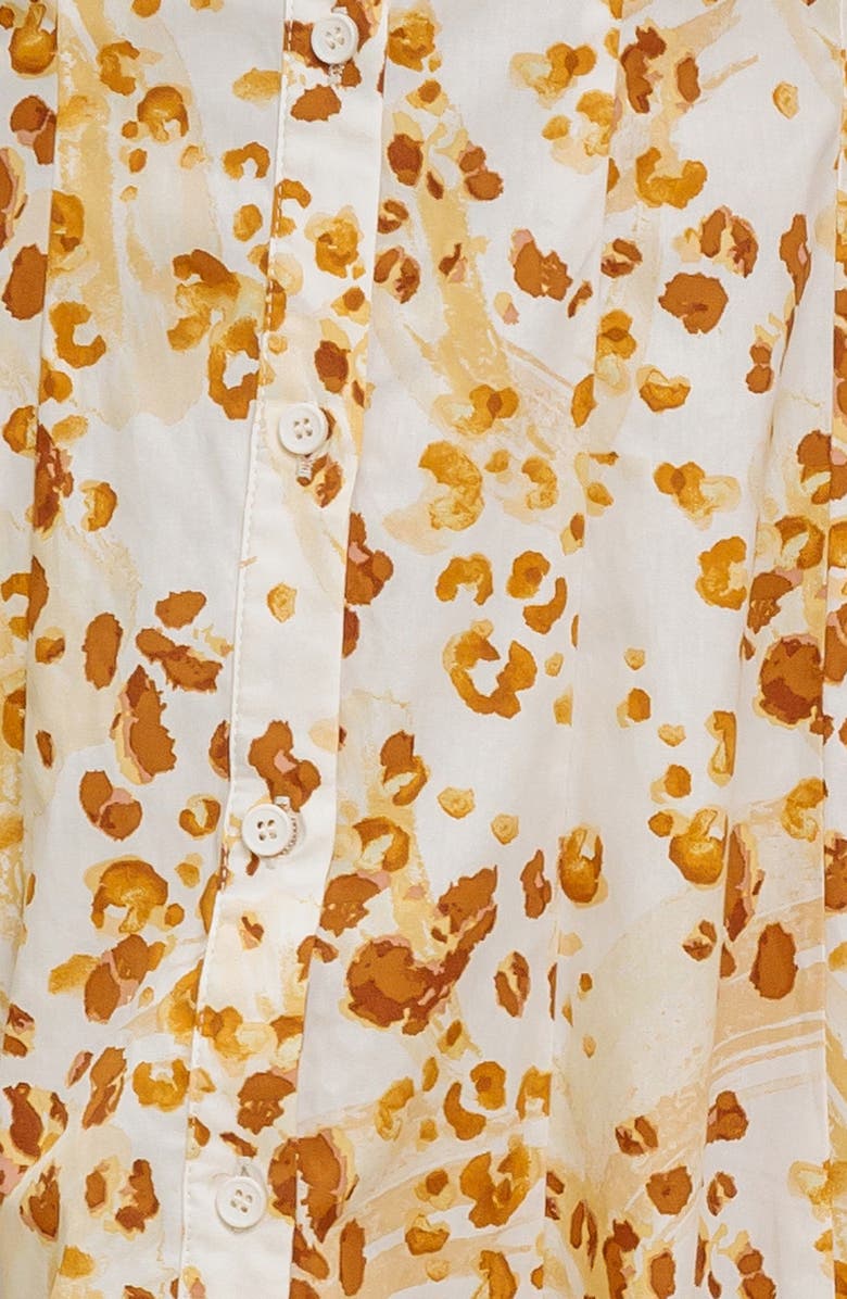 FLYING TOMATO Print Midi Button Front Shirtdress, Alternate, color, Ivory Brown
