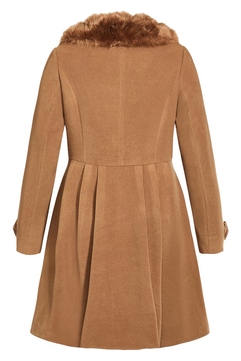 Grandiose Coat with Faux Fur Collar, Alternate, color, SAND