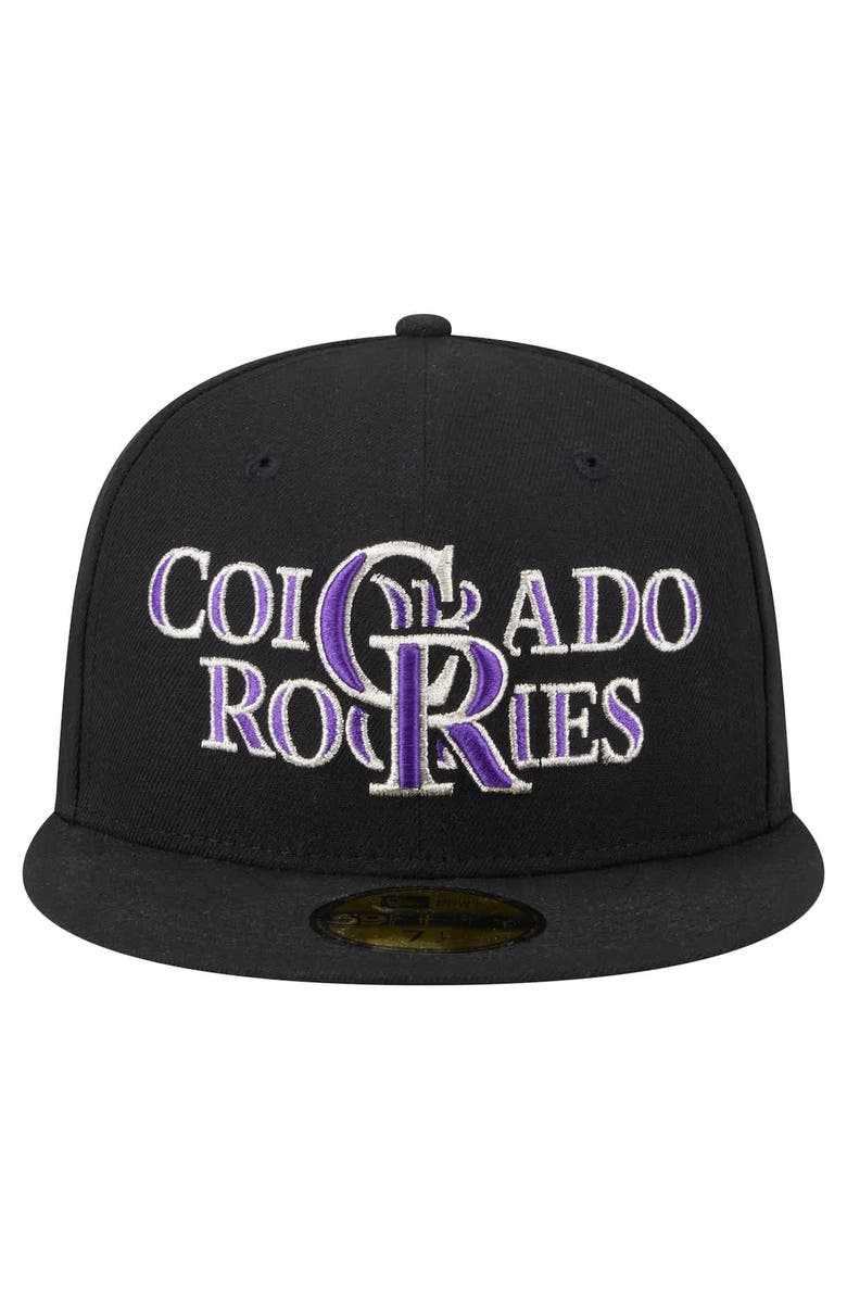 New Era Men's New Era Black Colorado Rockies Overlap 59FIFTY Fitted Hat, Alternate, color, Black
