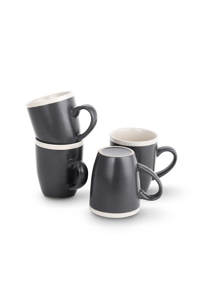 Serenity Stoneware 4-Piece Mug Set, Alternate, color, Dark Gray and Cream
