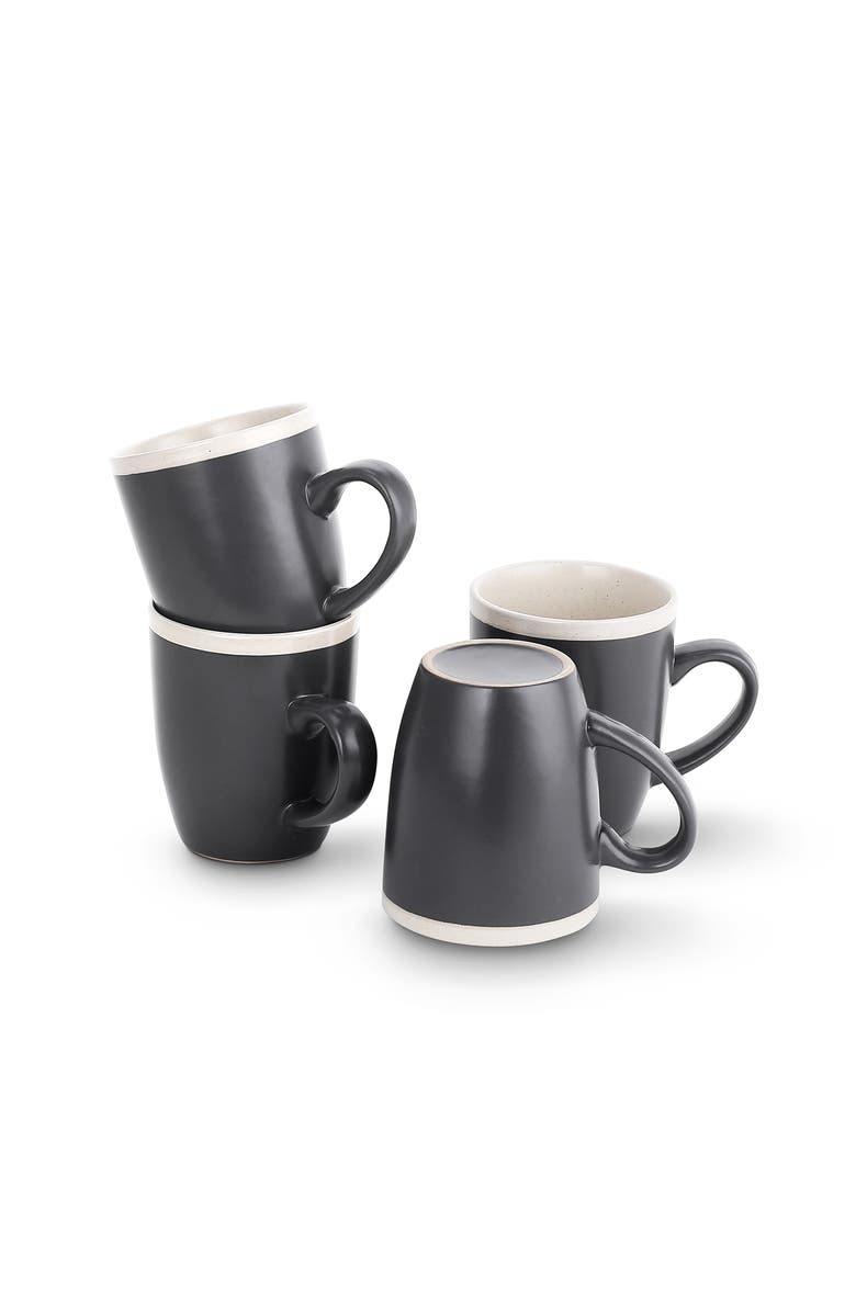Stone Lain Serenity Stoneware 4-Piece Mug Set, Alternate, color, Dark Gray And Cream