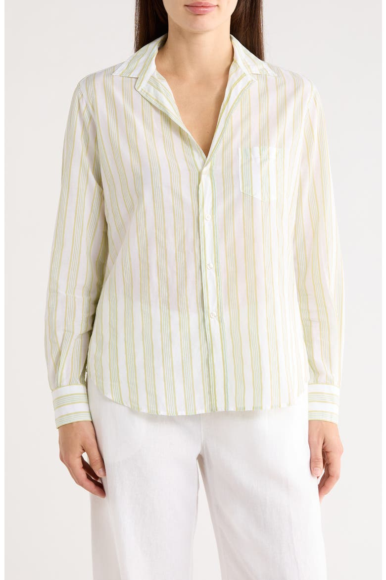 Eileen Relaxed Fit Stripe Button-Up Shirt, Main, color, CHARTREUSE AND BLUE STRIPE