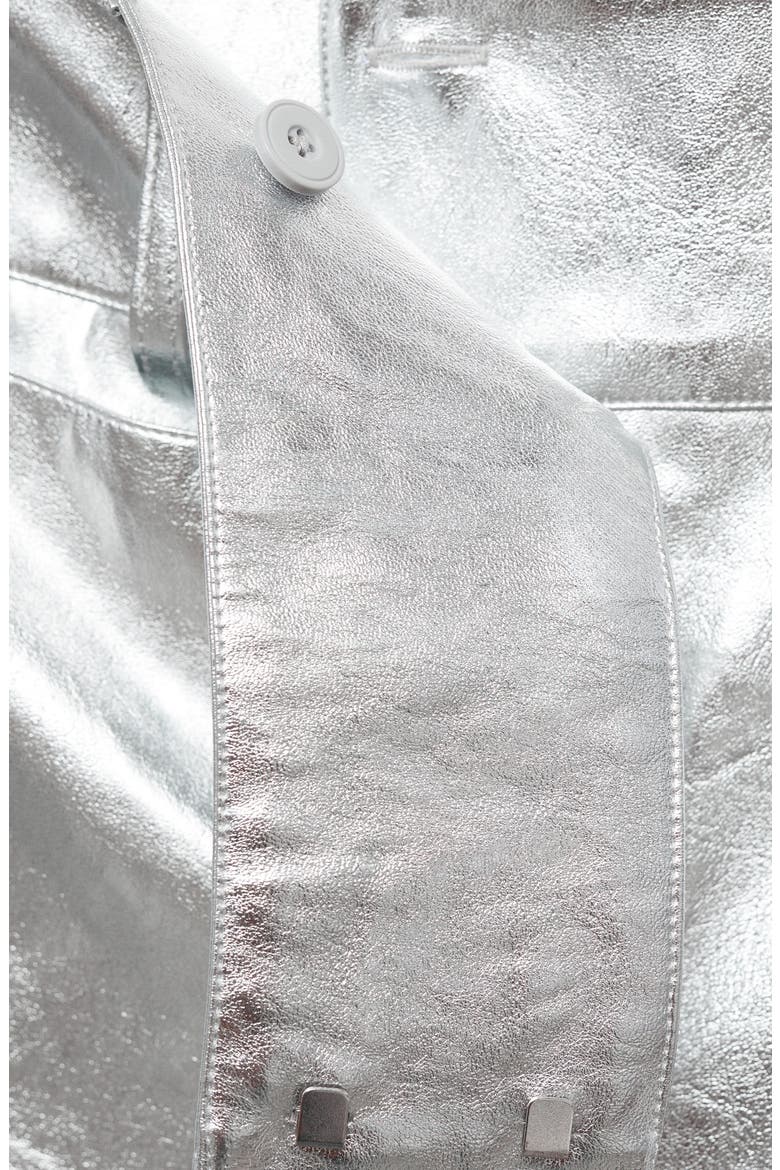 Metallic Faux Leather Pants, Alternate, color, SILVER