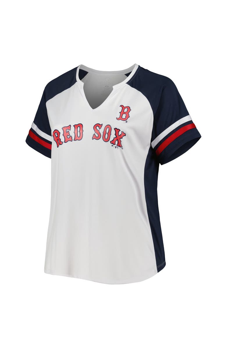 PROFILE Women's White/Navy Boston Red Sox Plus Size Notch Neck T-Shirt, Alternate, color, 