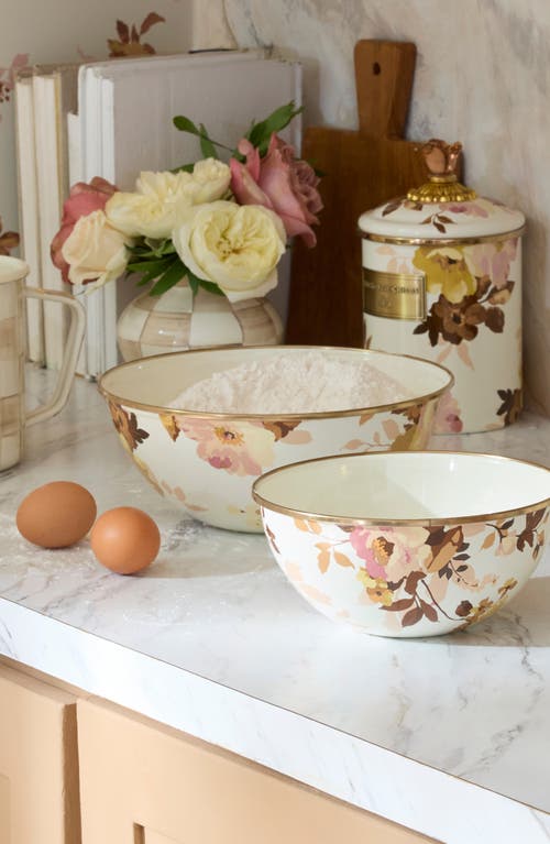 Mackenzie-childs Mackenzie Childs Wild Rose Medium Everyday Bowl In White
