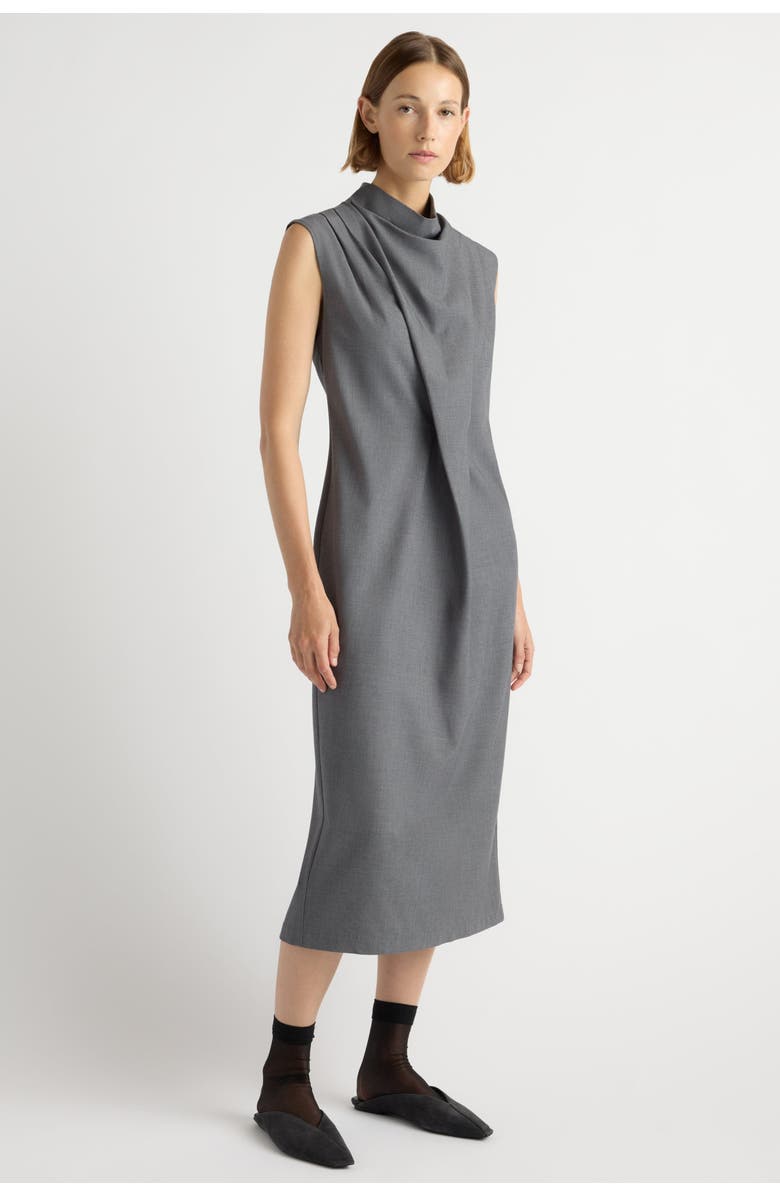 Modern Citizen Amara Gathered-Neck Drape Dress, Alternate, color, Grey