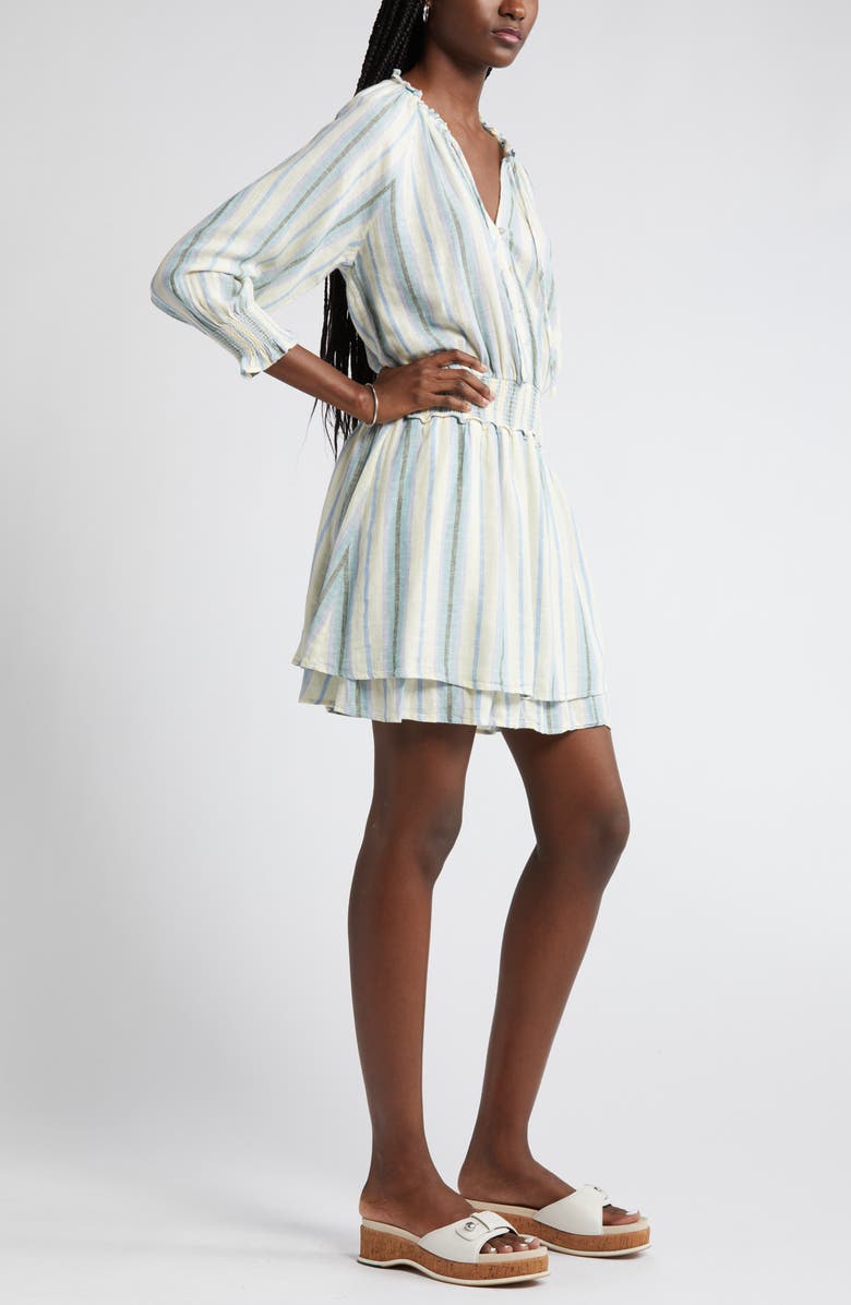 Rails Crystal Stripe Smocked Waist Linen Blend Blouson Dress, Alternate, color,