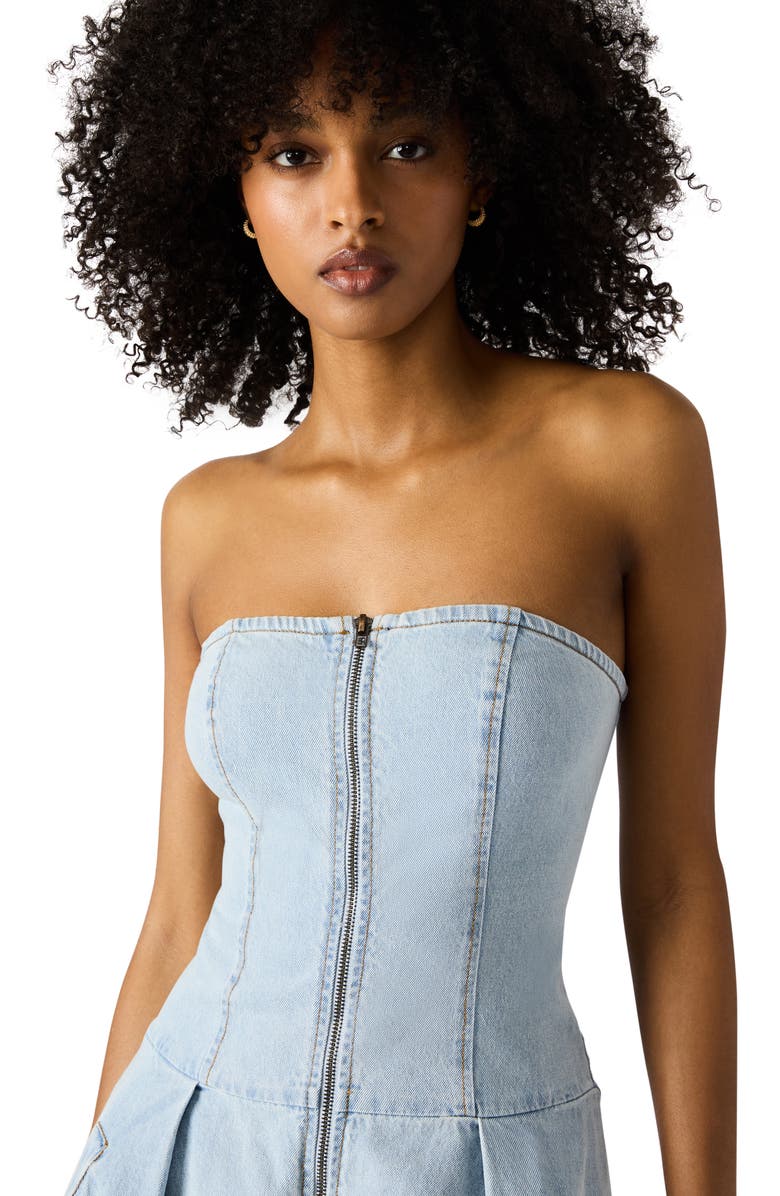 Steve Madden Isla Strapless Denim Dress, Alternate, color, Soft Blue