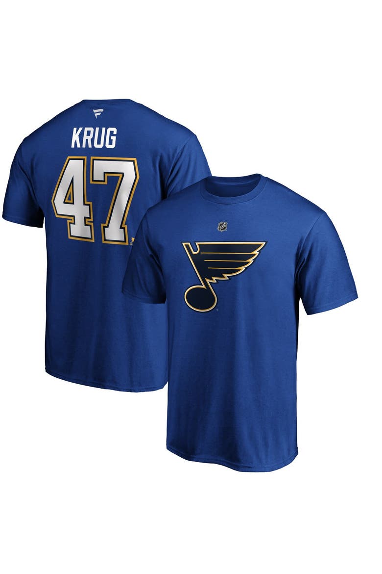 Men's Fanatics Branded Torey Krug Blue St. Louis Blues Authentic Stack Name & Number T-Shirt, Main, color, Blue