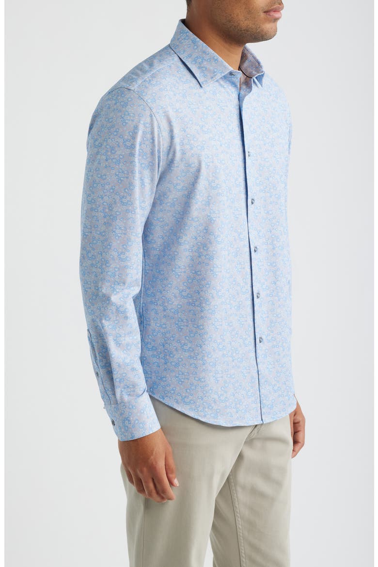 James OoohCotton® Abstract Floral Print Button-Up Shirt, Alternate, color, AIR BLUE