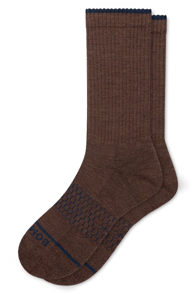 Merino Wool Blend Calf Socks, Main, color, COFFEE HEATHER