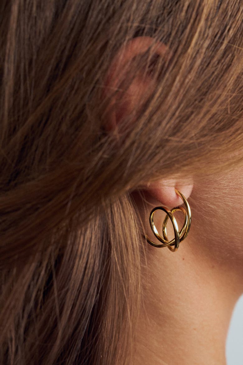 Earrings Spirale Pianura, Alternate, color, 18K Gold Plated
