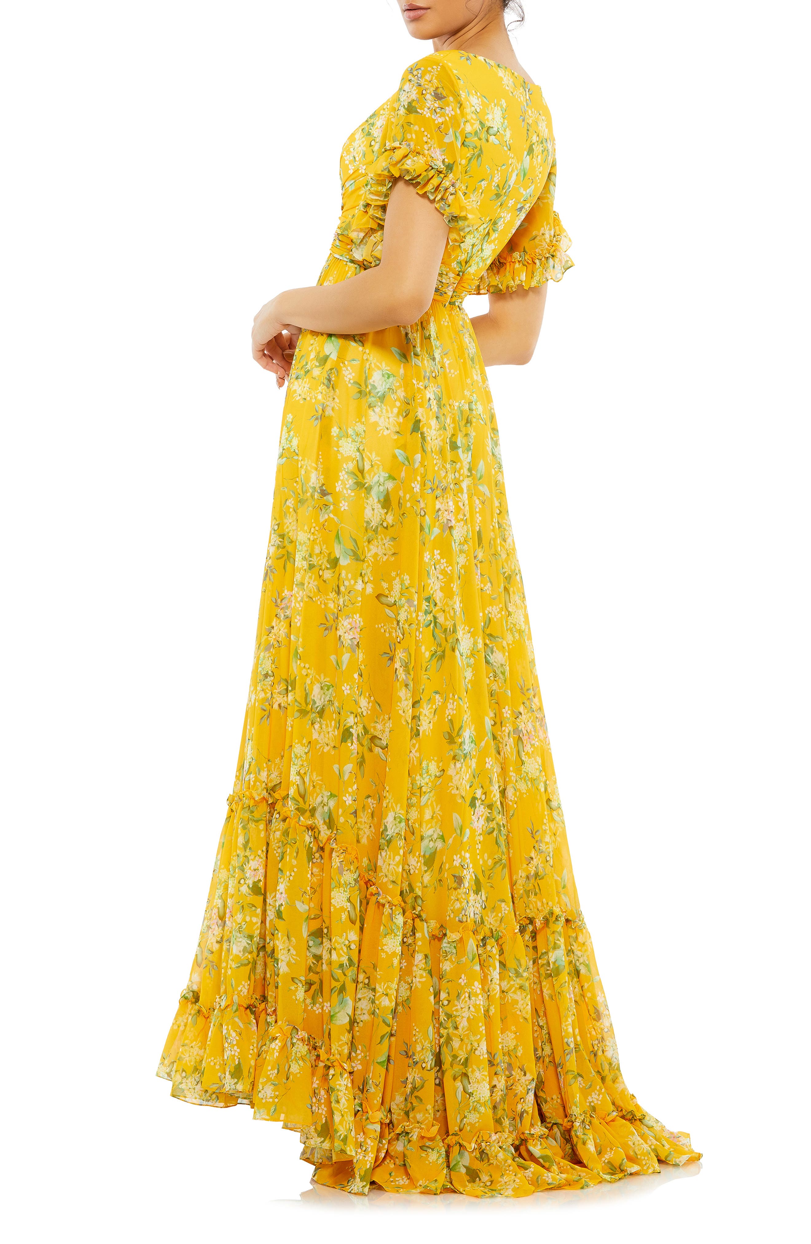 flounce sleeve maxi dress Leopard Sweetheart Neck Flounce Sleeve Maxi Dress