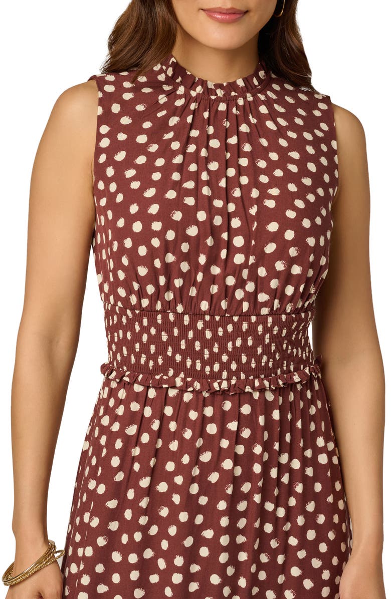 Adrianna Papell Print Smocked Waist Maxi Dress, Alternate, color, Brown/ Ecru