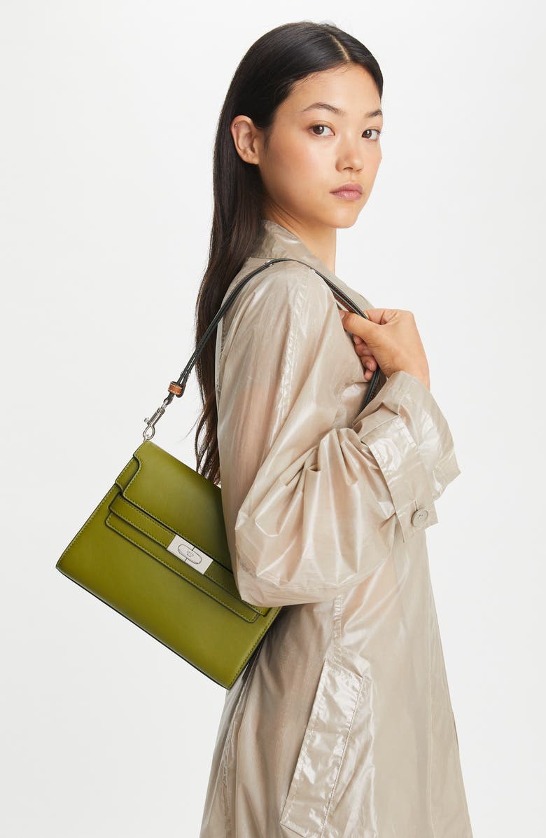 Tory Burch Lee Radziwill Leather Shoulder Bag, Alternate, color, Matcha Green