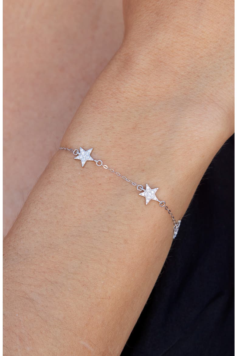 Pavé Cubic Zirconia Star Station Bracelet, Alternate, color, WHITE