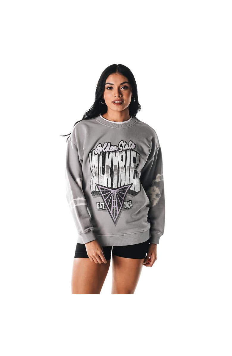 THE WILD COLLECTIVE Women's The Wild Collective  Gray Golden State Valkyries Double Collar Fleece Pullover Sweatshirt, Main, color, 