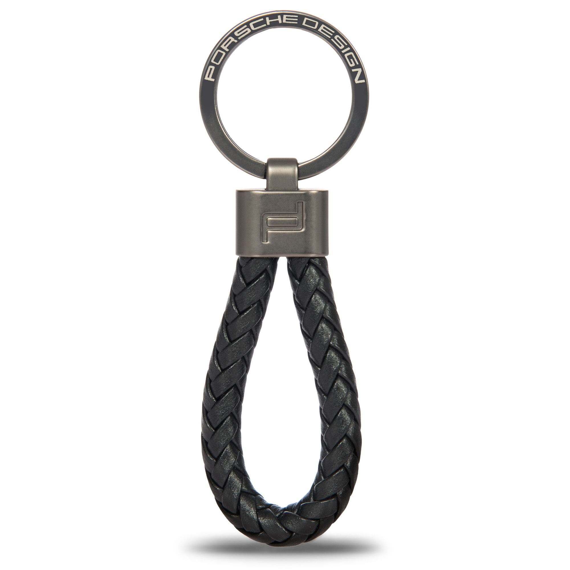 Porsche Design Key Ring Leather Cord, Main, color, Black