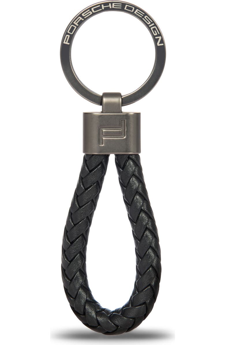 Porsche Design Key Ring Leather Cord, Main, color, Black