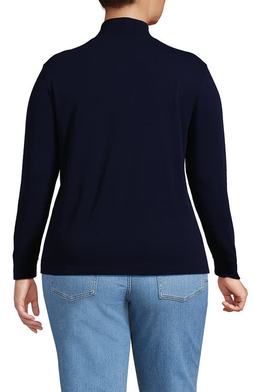Lands' End Relaxed Cotton Long Sleeve Mock Turtleneck In Blue