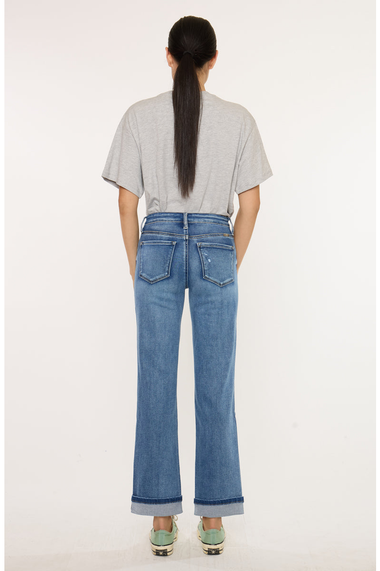 Carrie Essentials Mid Rise True Straight Jeans, Alternate, color, Medium Wash