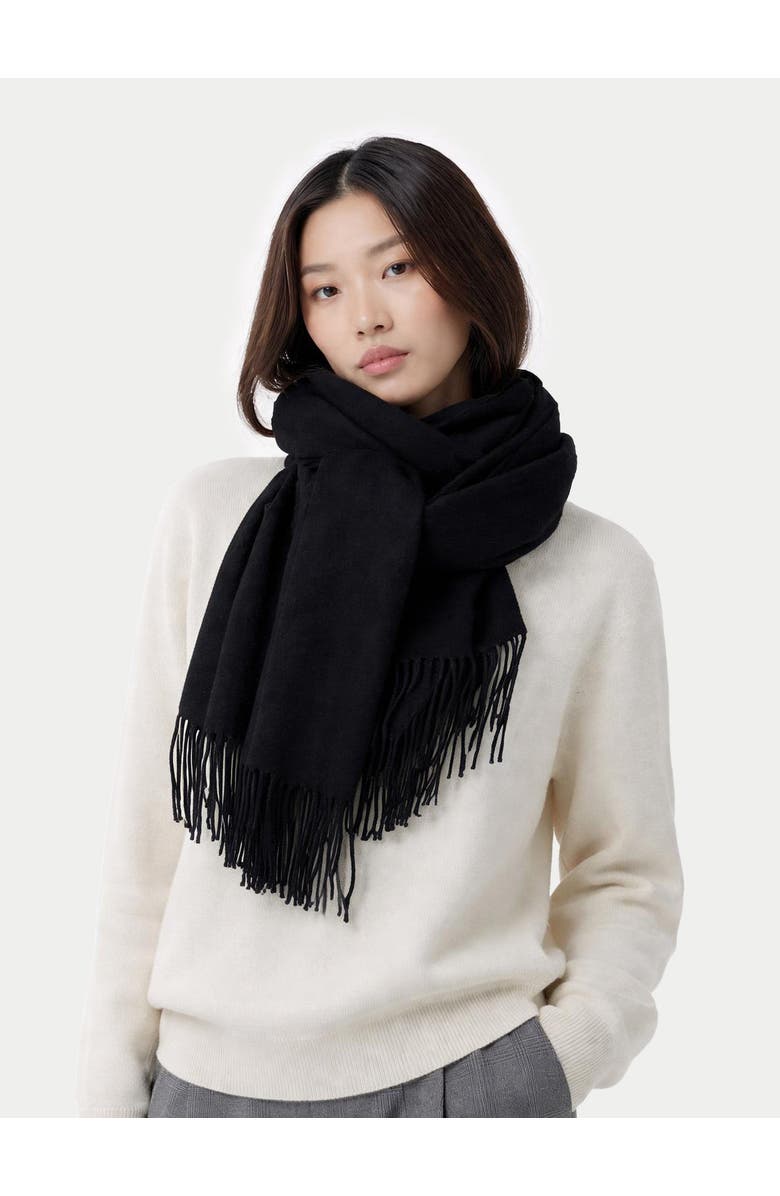 Gobi Cashmere Wide Fringe Scarf, Main, color, Black