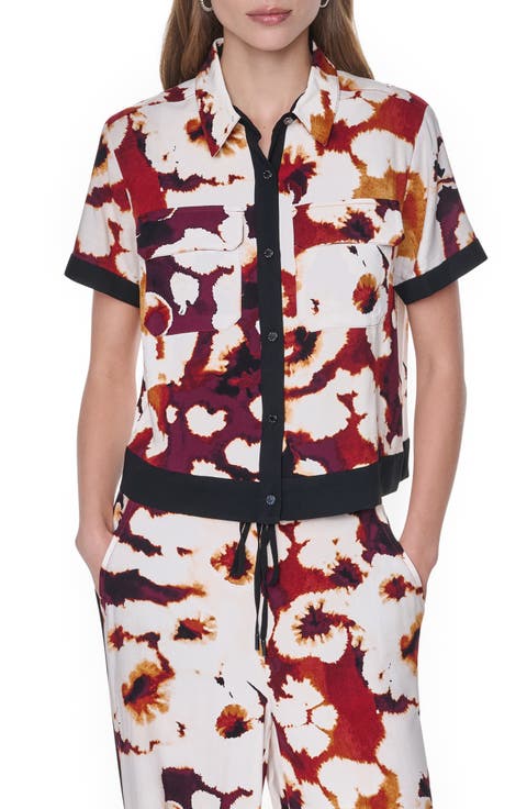 Print Short Sleeve Button-Up Shirt