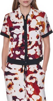 DKNY Print Short Sleeve Button-Up Shirt
