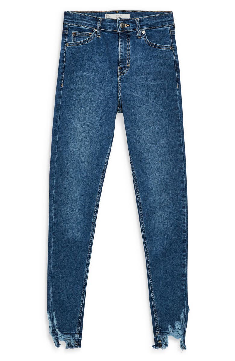 Topshop Jamie High Waist Rip Hem Jeans, Alternate, color,